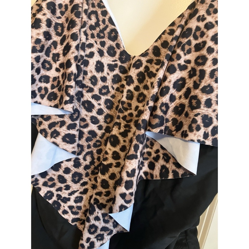 Unbranded One Piece Swimsuit Women 3XL Black New Leopard Print Ruffle C1202